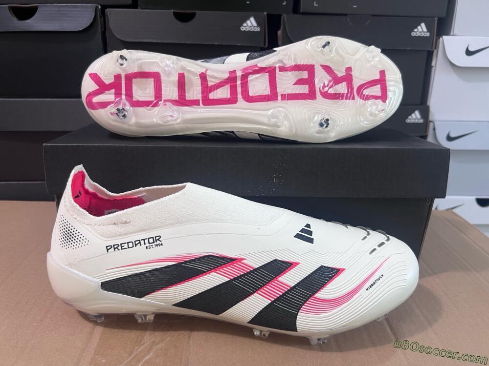 Adidas Predator Elite Laceless FG Firm Ground Soccer Cleats - Beige/Red/Black