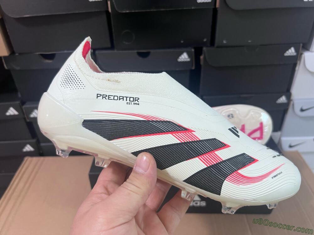 Adidas Predator Elite Laceless FG Firm Ground Soccer Cleats - Beige/Red/Black