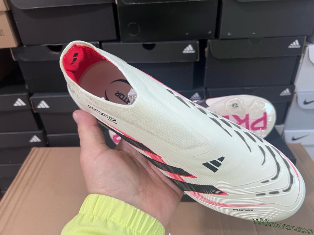Adidas Predator Elite Laceless FG Firm Ground Soccer Cleats - Beige/Red/Black