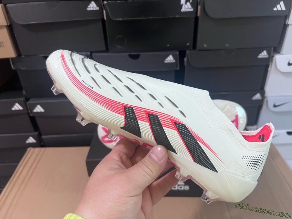 Adidas Predator Elite Laceless FG Firm Ground Soccer Cleats - Beige/Red/Black