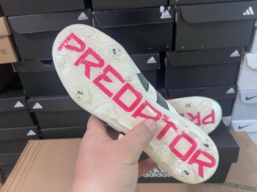 Adidas Predator Elite Laceless FG Firm Ground Soccer Cleats - Beige/Red/Black