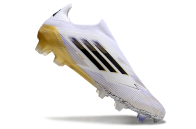 Adidas F50 Elite Laceless FG Firm Ground Soccer Cleats - White/Black/Gold