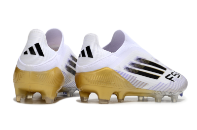 Adidas F50 Elite Laceless FG Firm Ground Soccer Cleats - White/Black/Gold