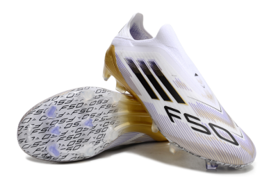 Adidas F50 Elite Laceless FG Firm Ground Soccer Cleats - White/Black/Gold