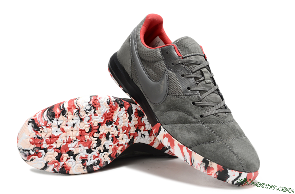 Nike Premier 2 Sala IC Indoor & Futsal Soccer Shoes - Grey/Black/Red 3