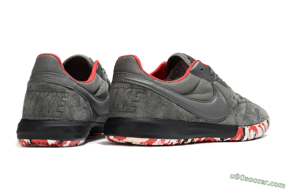 Nike Premier 2 Sala IC Indoor & Futsal Soccer Shoes - Grey/Black/Red 6