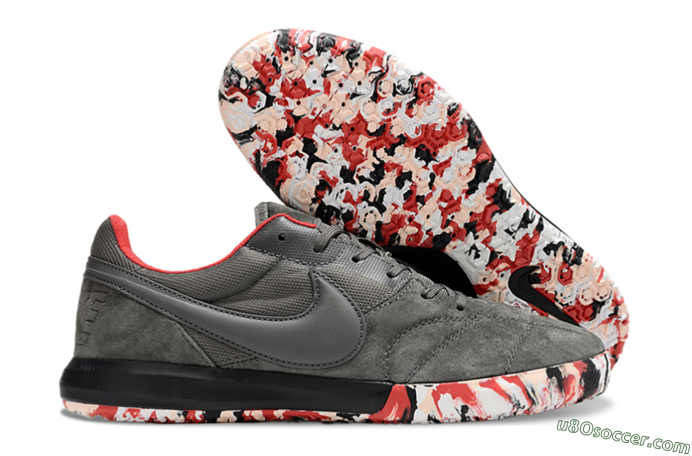 Nike Premier 2 Sala IC Indoor & Futsal Soccer Shoes - Grey/Black/Red 1