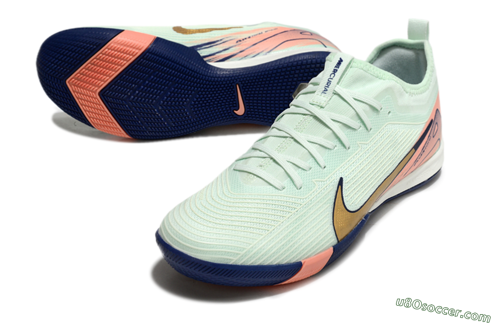 Nike Air Zoom Mercurial Vapor 16 Pro IC Indoor & Futsal Soccer Shoes - Jade/Gold/Pink 3