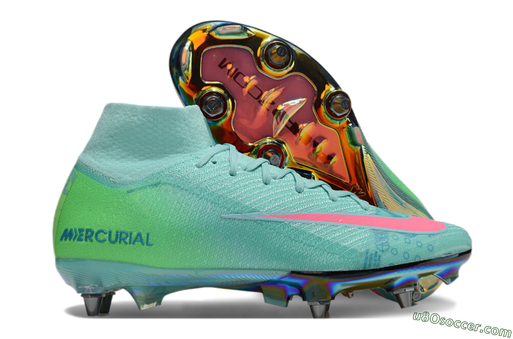 Nike Air Zoom Mercurial Superfly 10 Elite SG Soft Ground Soccer Cleats - Jade/Pink/Gold 1