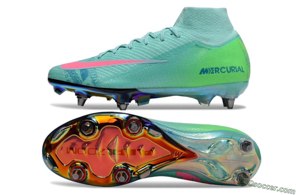 Nike Air Zoom Mercurial Superfly 10 Elite SG Soft Ground Soccer Cleats - Jade/Pink/Gold 0
