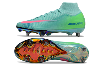 Nike Air Zoom Mercurial Superfly 10 Elite SG Soft Ground Soccer Cleats - Jade/Pink/Gold