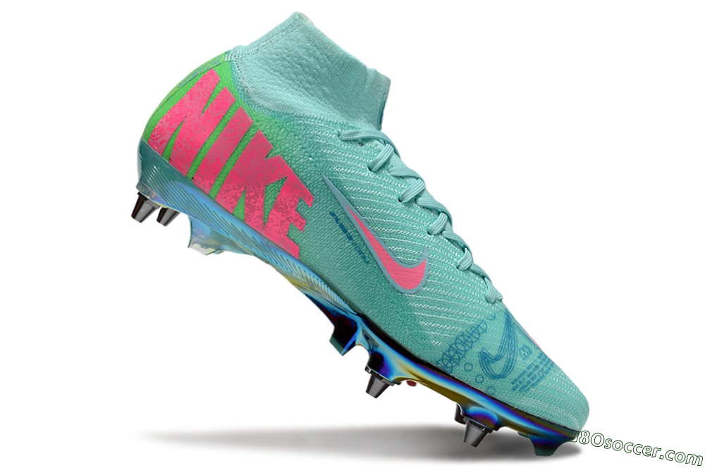 Nike Air Zoom Mercurial Superfly 10 Elite SG Soft Ground Soccer Cleats - Jade/Pink/Gold 4