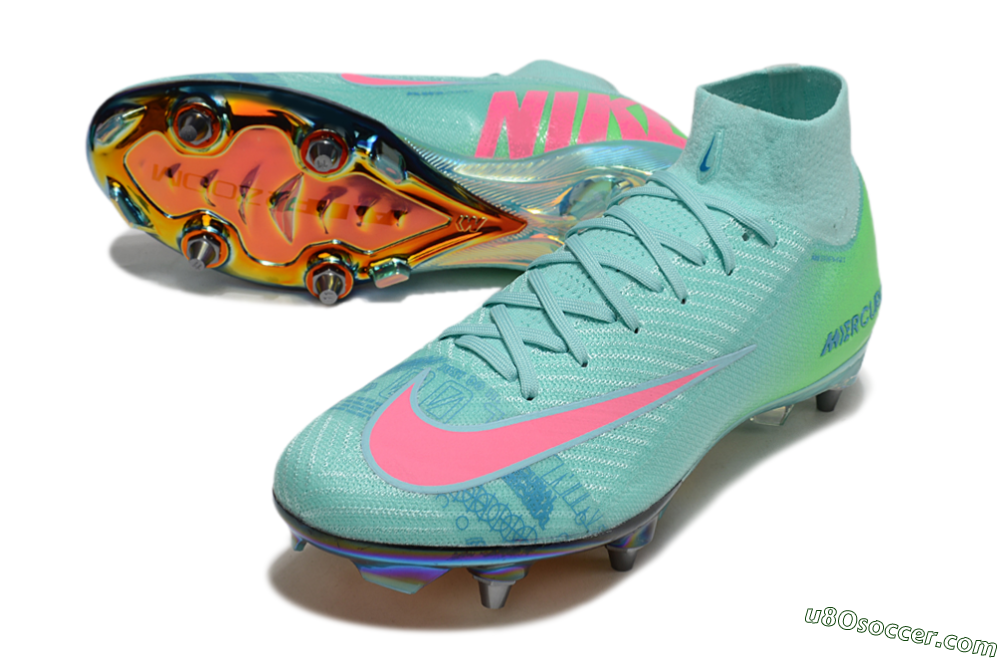 Nike Air Zoom Mercurial Superfly 10 Elite SG Soft Ground Soccer Cleats - Jade/Pink/Gold 3