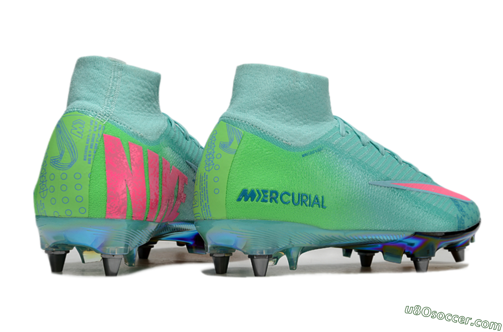 Nike Air Zoom Mercurial Superfly 10 Elite SG Soft Ground Soccer Cleats - Jade/Pink/Gold 6