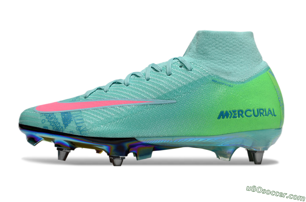 Nike Air Zoom Mercurial Superfly 10 Elite SG Soft Ground Soccer Cleats - Jade/Pink/Gold 2