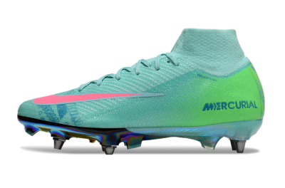 Nike Air Zoom Mercurial Superfly 10 Elite SG Soft Ground Soccer Cleats - Jade/Pink/Gold