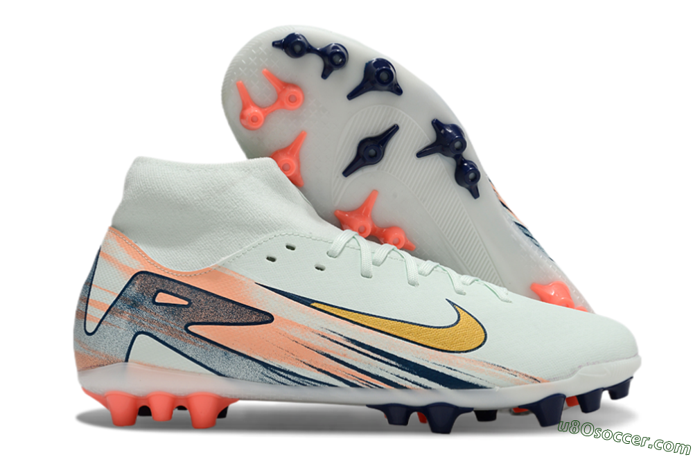 Nike Air Zoom Mercurial Superfly 10 Academy AG Artificial Grass Soccer Cleats - Jade/Gold/Pink 1
