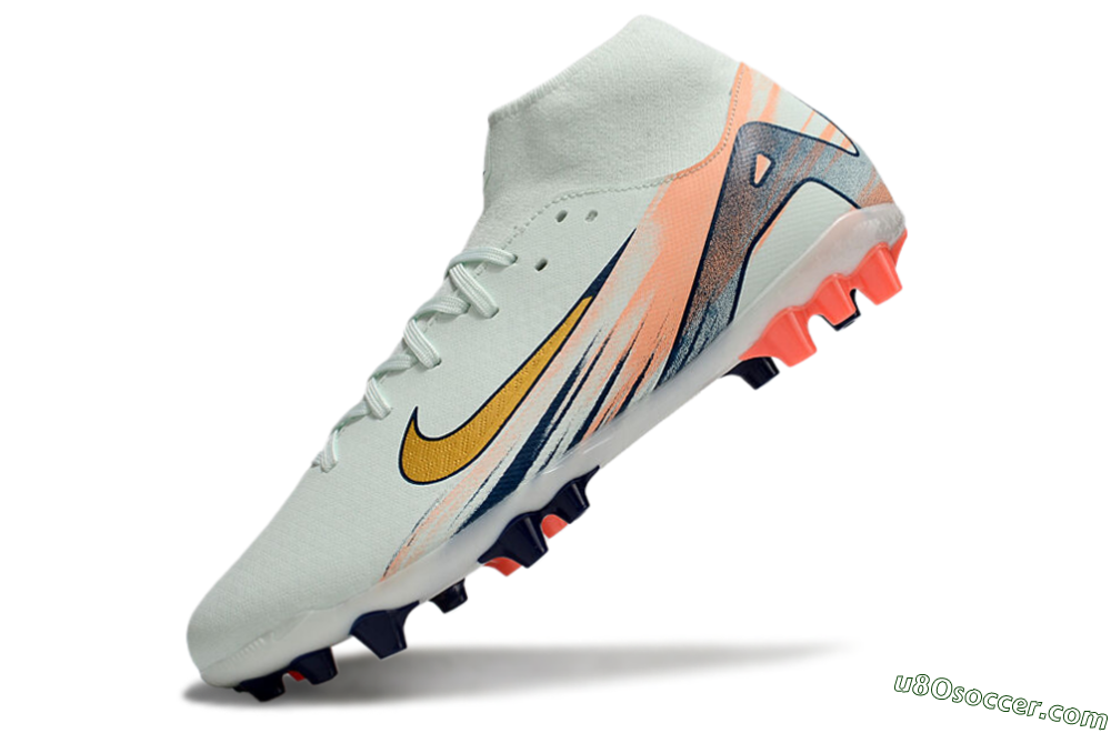 Nike Air Zoom Mercurial Superfly 10 Academy AG Artificial Grass Soccer Cleats - Jade/Gold/Pink 5