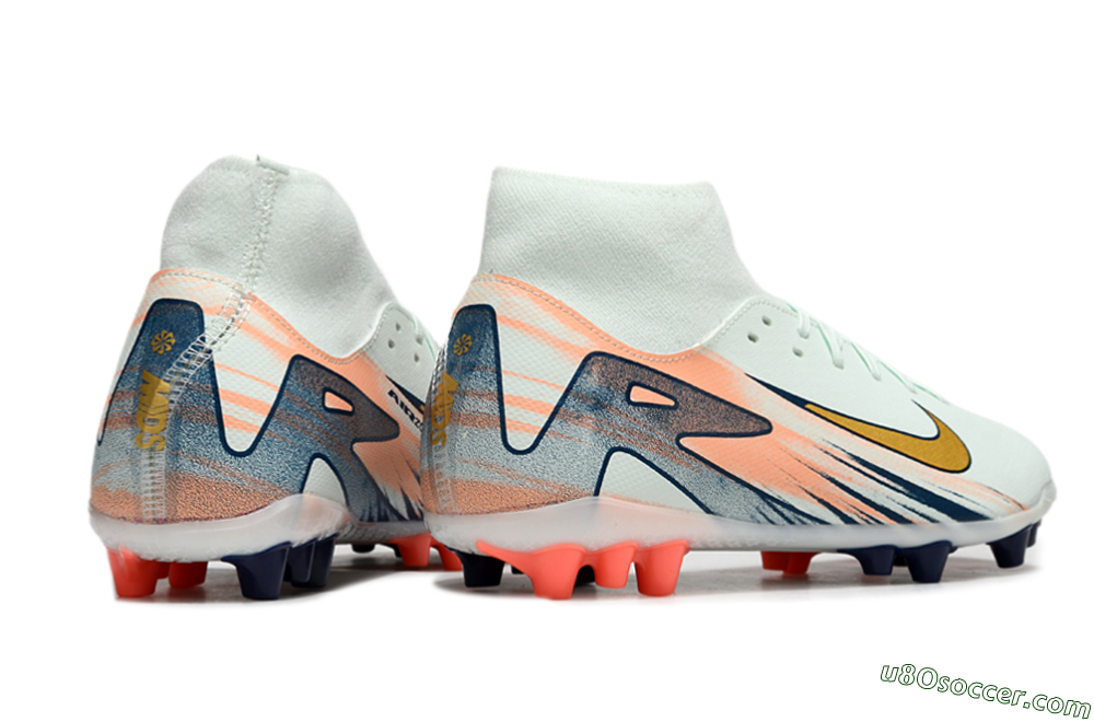 Nike Air Zoom Mercurial Superfly 10 Academy AG Artificial Grass Soccer Cleats - Jade/Gold/Pink 6