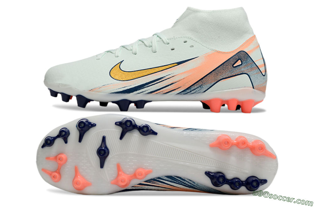 Nike Air Zoom Mercurial Superfly 10 Academy AG Artificial Grass Soccer Cleats - Jade/Gold/Pink 0