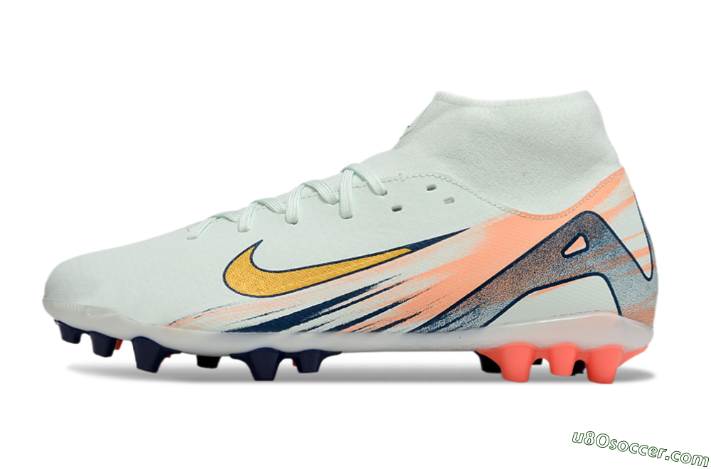 Nike Air Zoom Mercurial Superfly 10 Academy AG Artificial Grass Soccer Cleats - Jade/Gold/Pink 2