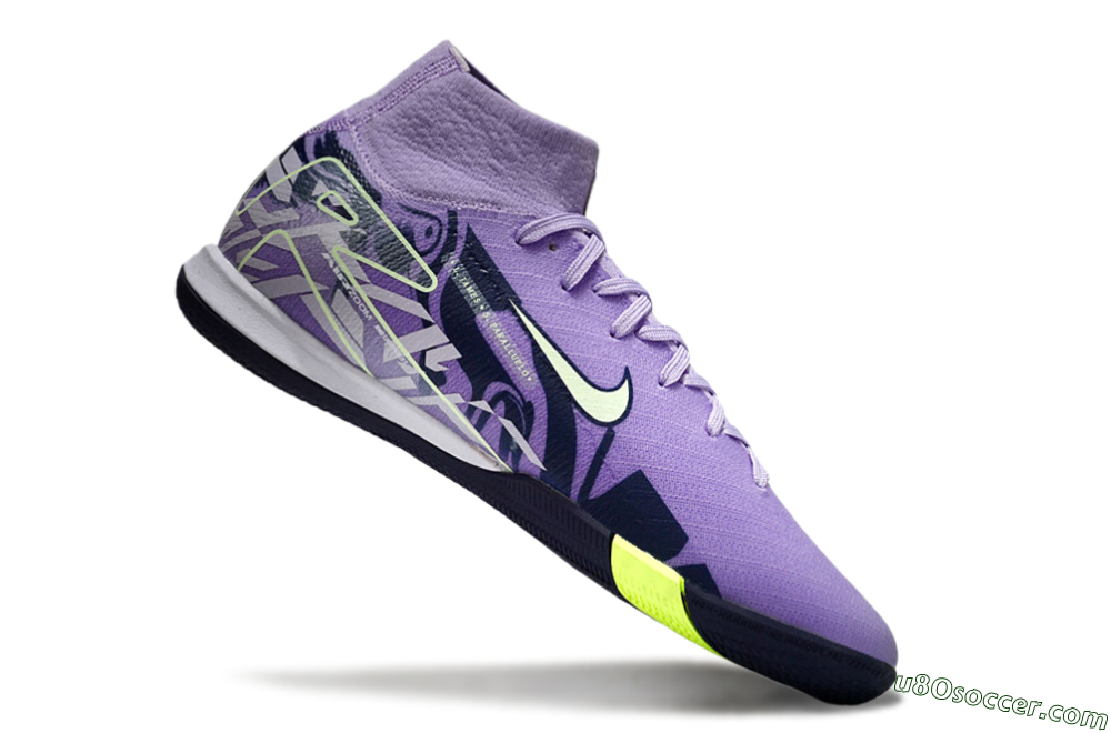 Nike Air Zoom Mercurial Superfly 10 Elite IC Indoor & Futsal Soccer Shoes - Purple/Yellow/White 4