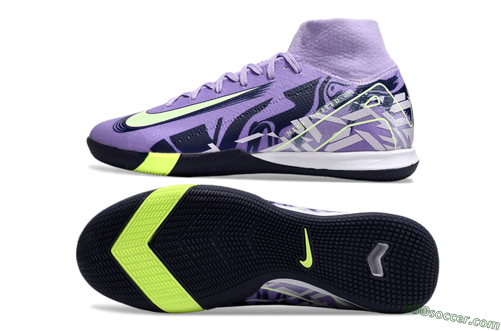 Nike Air Zoom Mercurial Superfly 10 Elite IC Indoor & Futsal Soccer Shoes - Purple/Yellow/White 0
