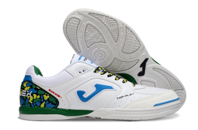 Joma Top Flex IC Indoor & Futsal Soccer Shoes - White/Blue/Green
