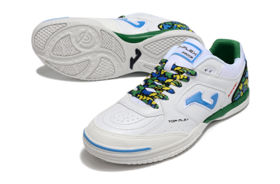 Joma Top Flex IC Indoor & Futsal Soccer Shoes - White/Blue/Green