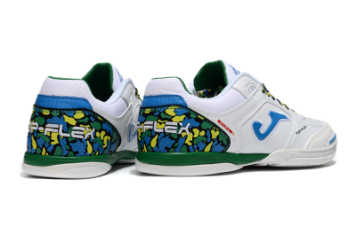 Joma Top Flex IC Indoor & Futsal Soccer Shoes - White/Blue/Green