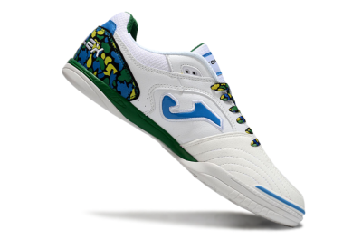 Joma Top Flex IC Indoor & Futsal Soccer Shoes - White/Blue/Green