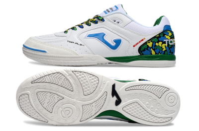 Joma Top Flex IC Indoor & Futsal Soccer Shoes - White/Blue/Green