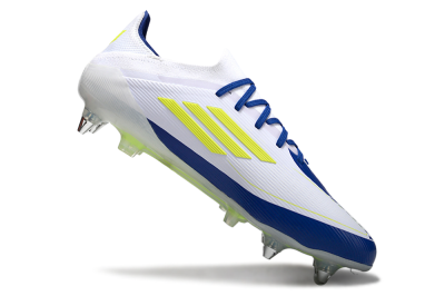 Adidas F50 Elite SG Soft Ground Soccer Cleats - White/Blue/Yellow