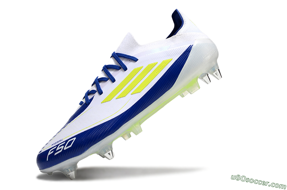 Adidas F50 Elite SG Soft Ground Soccer Cleats - White/Blue/Yellow 5