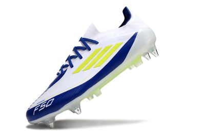 Adidas F50 Elite SG Soft Ground Soccer Cleats - White/Blue/Yellow