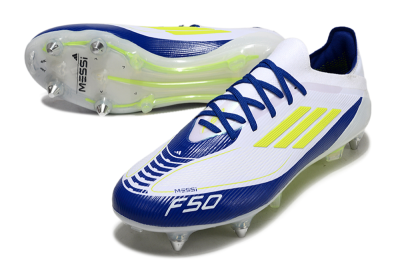 Adidas F50 Elite SG Soft Ground Soccer Cleats - White/Blue/Yellow
