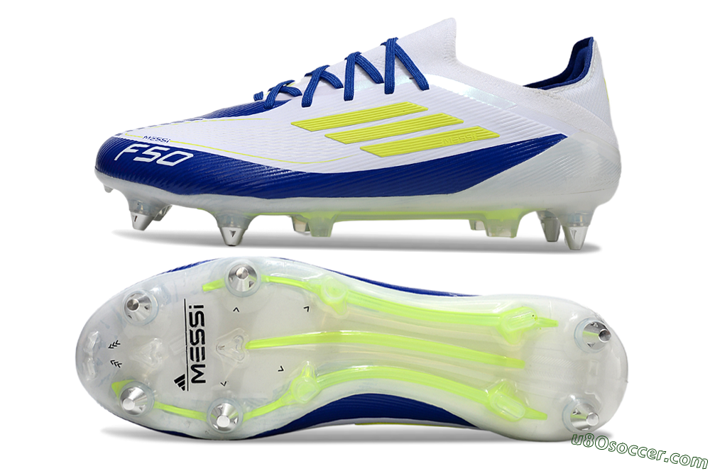 Adidas F50 Elite SG Soft Ground Soccer Cleats - White/Blue/Yellow 0