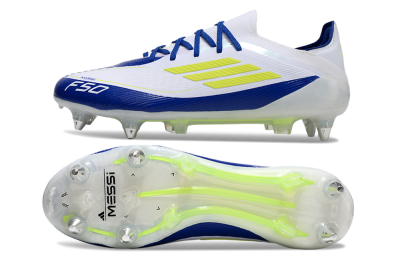 Adidas F50 Elite SG Soft Ground Soccer Cleats - White/Blue/Yellow
