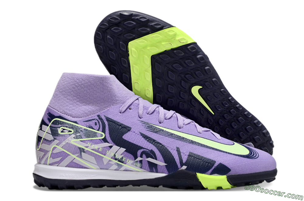Nike Air Zoom Mercurial Superfly 10 Elite TF Artificial Turf Soccer Shoes - Purple/Yellow/White 1