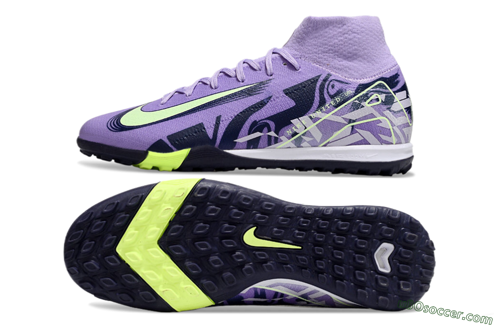 Nike Air Zoom Mercurial Superfly 10 Elite TF Artificial Turf Soccer Shoes - Purple/Yellow/White 0