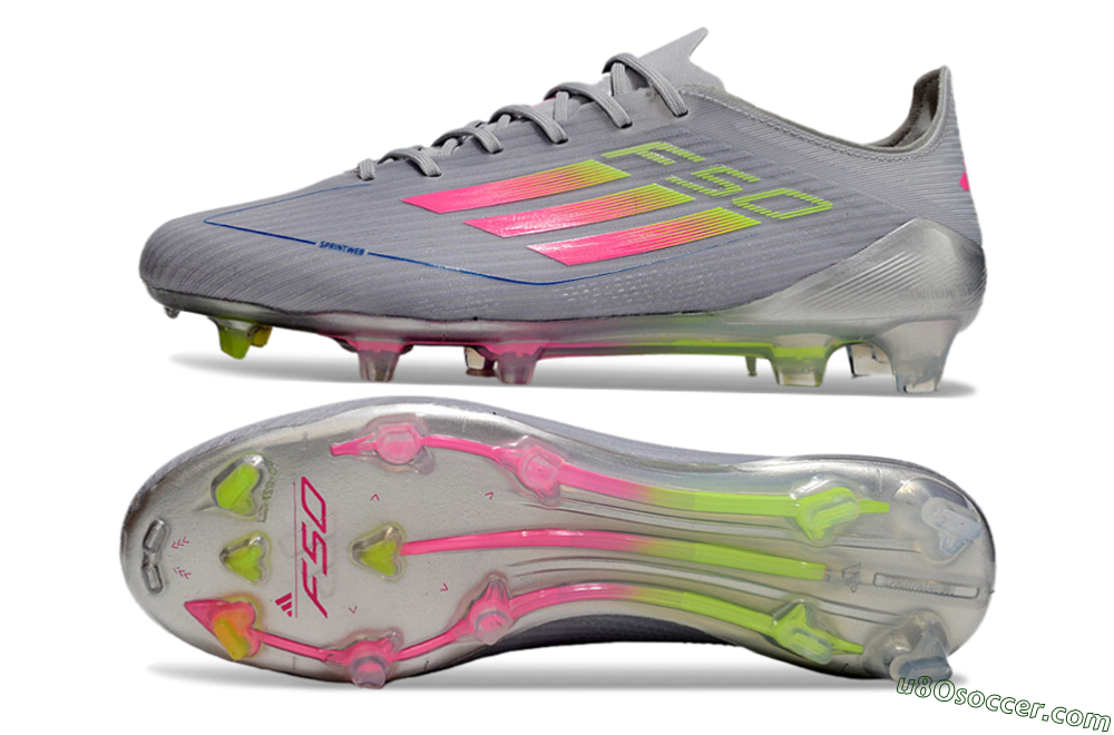 Adidas F50 Elite FG Firm Ground Soccer Cleats - Grey/Pink/Yellow 0