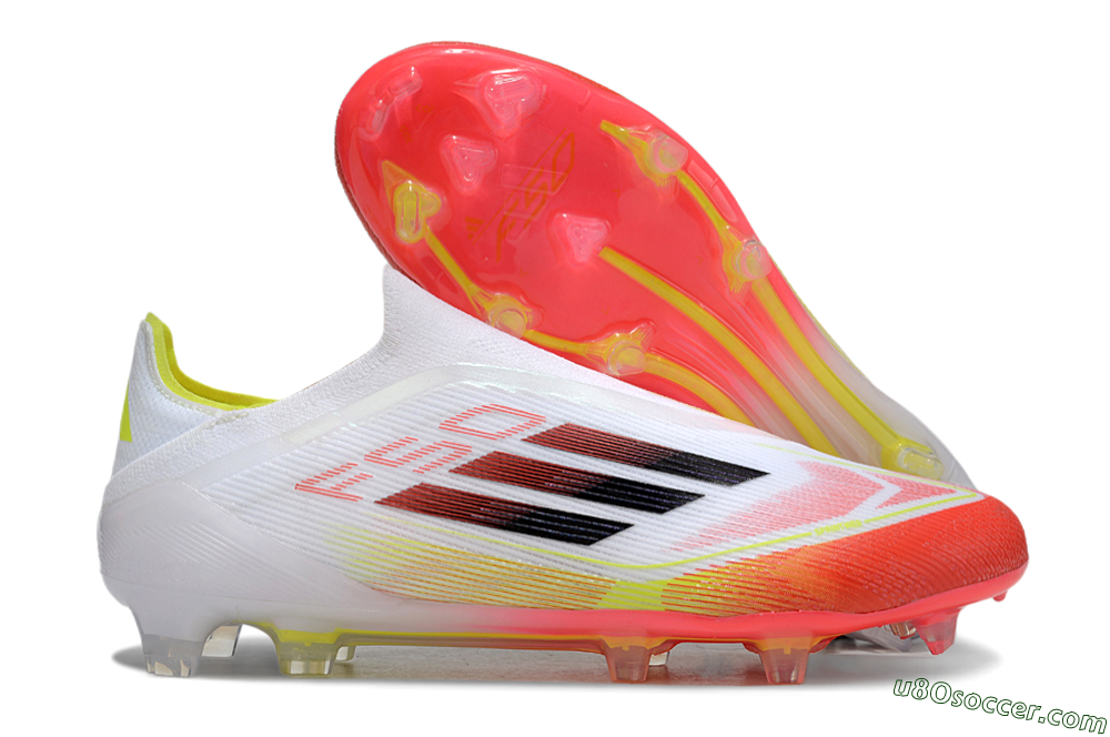 Adidas F50 Elite Laceless FG Firm Ground Soccer Cleats - White/Red/Yellow 1