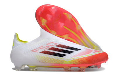 Adidas F50 Elite Laceless FG Firm Ground Soccer Cleats - White/Red/Yellow