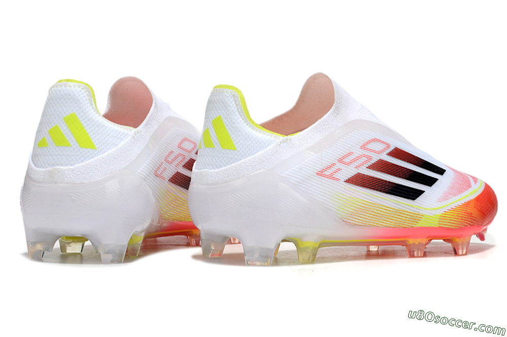 Adidas F50 Elite Laceless FG Firm Ground Soccer Cleats - White/Red/Yellow 6