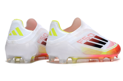 Adidas F50 Elite Laceless FG Firm Ground Soccer Cleats - White/Red/Yellow