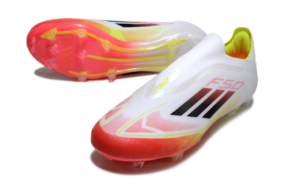 Adidas F50 Elite Laceless FG Firm Ground Soccer Cleats - White/Red/Yellow