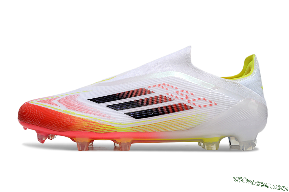 Adidas F50 Elite Laceless FG Firm Ground Soccer Cleats - White/Red/Yellow 2
