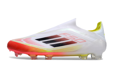 Adidas F50 Elite Laceless FG Firm Ground Soccer Cleats - White/Red/Yellow