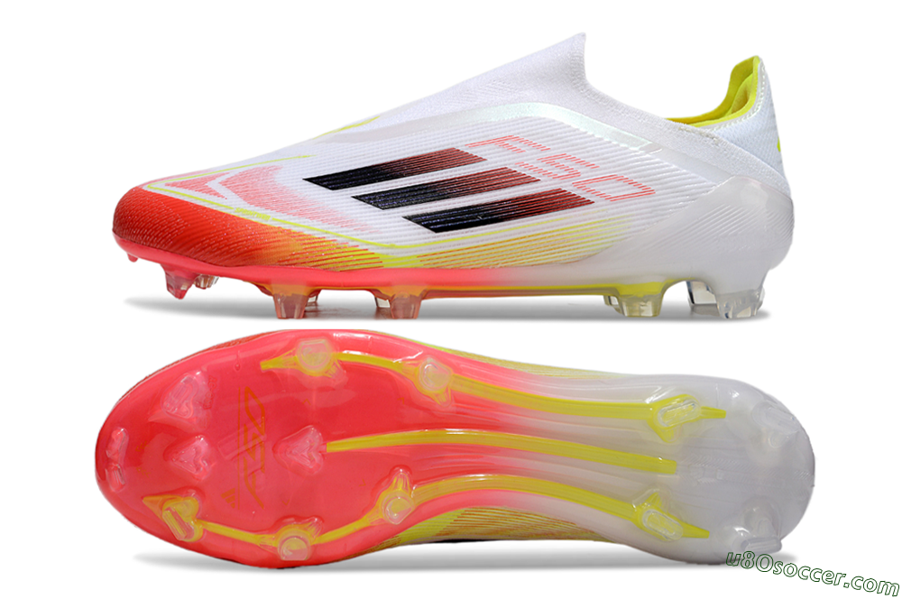 Adidas F50 Elite Laceless FG Firm Ground Soccer Cleats - White/Red/Yellow 0