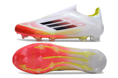 Adidas F50 Elite Laceless FG Firm Ground Soccer Cleats - White/Red/Yellow